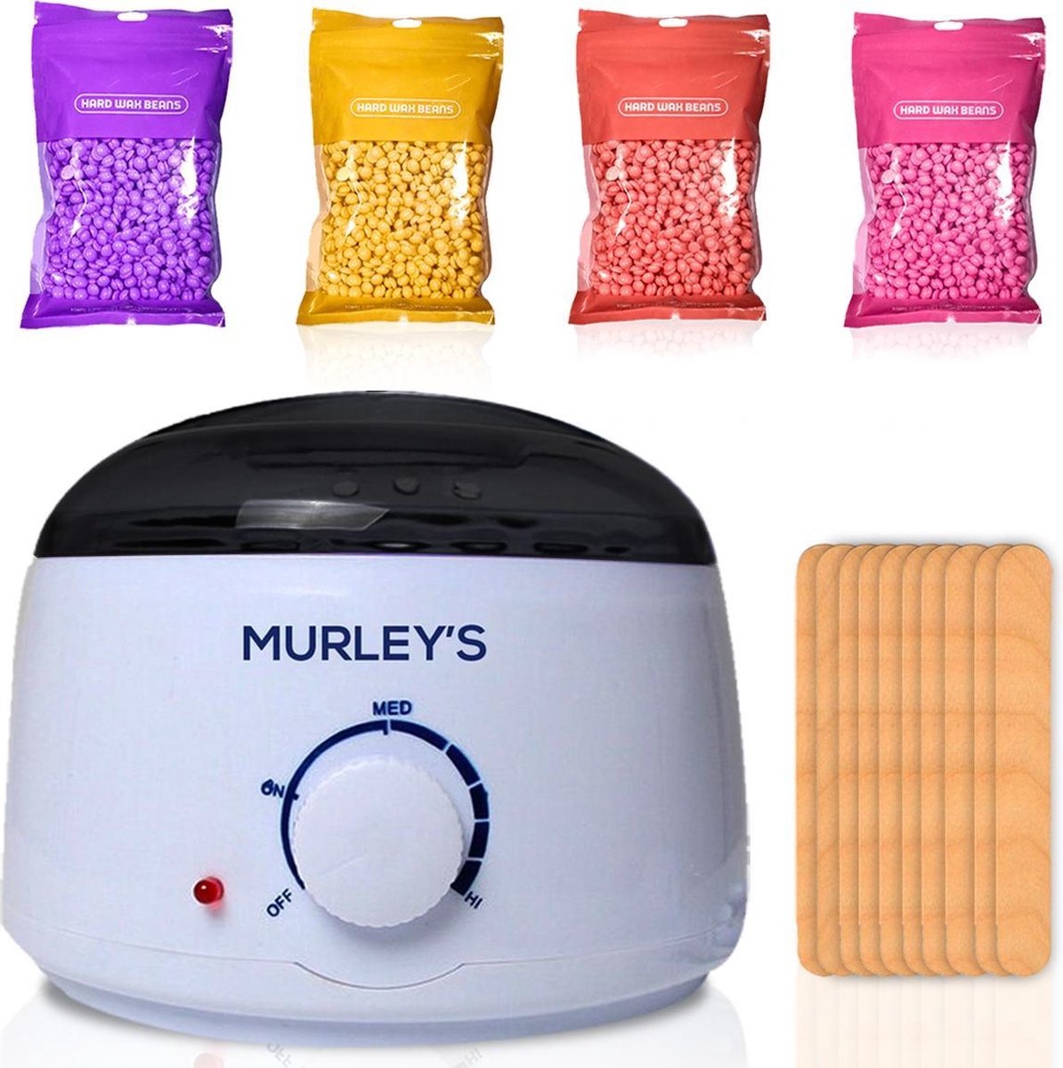 MURLEY’S Wax Ontharen Wax Apparaat Inclusief 400 gram Wax Bonen en 10 Houten Spatels - MURLEY'S
