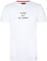 Re-Born Slogan T-shirt Game Korte Mouw Unisex - Wit - Maat M