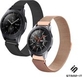 Milanees Smartwatch bandje - Geschikt voor  2-pack Samsung Galaxy Watch Milanese band 41mm / 42mm - zwart & rosé goud - Strap-it Horlogeband / Polsband / Armband