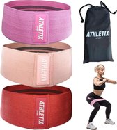 Athletix® - Set de 3 bandes de Bandes de résistance - Avec sac de transport gratuit - Bandes de butin - 3 bandes de résistance - Rose