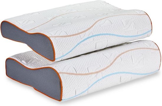M line Wave Pillow | Hoofdkussen | Traagschuim | Voor zijslapers en rugslapers | Ergonomisch | Wasbaar op 60° |
