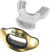 Shock Doctor Interchange - Chassis + Shield | kleur Gold Chrome | mondbeschermer, opzetstuk, bitje | geschikt voor meerdere sporten | American football|