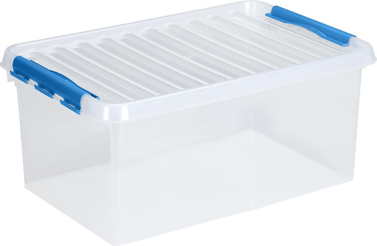 Sunware Q-Line opbergbox 45L - 60x40x26 cm - Transparant/Blauw