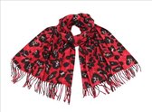 Warme dames sjaal - leopard - Rood / Zwart