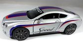 Bentley Continental GT Speed Sport (Zilver) 1/38 Kinsmart - Modelauto - Schaalmodel - Model auto - Miniatuurautos - Miniatuur auto