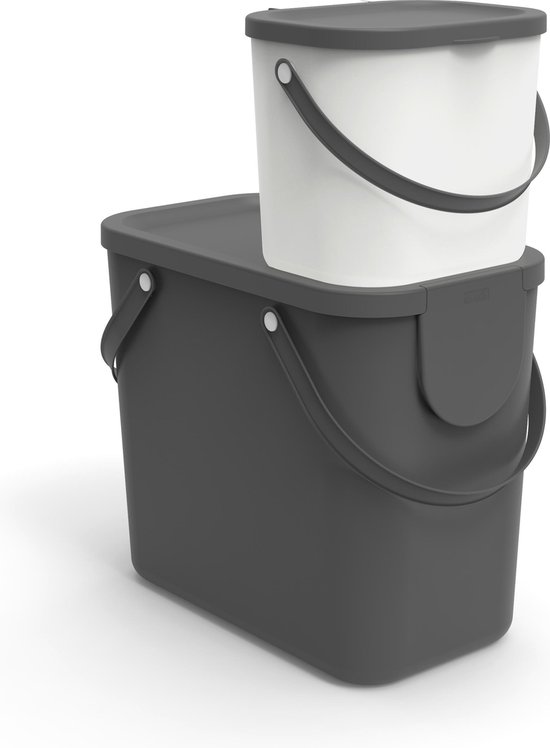 Rotho Albula Bioafvalbak 6l Met Deksel En Handvat Voor De Keuken Kunststof Bpa Vrij Wit Antraciet 6l