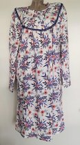 Dames nachthemd lange mouw warm gevoerd met bloemenprint XXXL 46-52 wit/blauw/roze