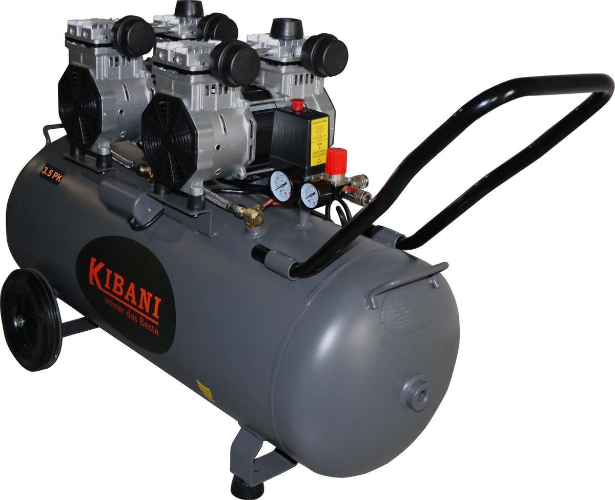 Versnel golf Vervolgen Kibani super stille compressor 100 liter – olievrij – 8 BAR – 63 dB – Super  Silent -... | bol.com
