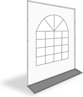 Partytent zijwand met raam | 2m breed | 2m hoog | PVC Premium - Grijs / wit