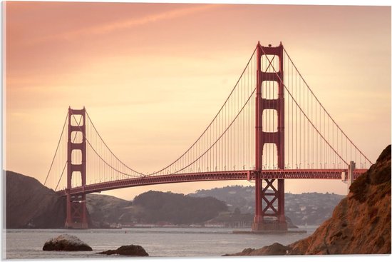 Acrylglas - Golden Gate Bridge - California - 60x40cm Foto op Acrylglas (Wanddecoratie op Acrylglas)