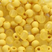 Plastic Kralen. geel. d: 6 mm. gatgrootte 2 mm. 40 gr/ 1 doos