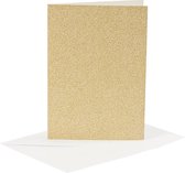 Kaarten en enveloppen, afmeting kaart 10,5x15 cm, afmeting envelop 11,5x16,5 cm, glitter, 120+250 gr, goud, 4 set/ 1 doos