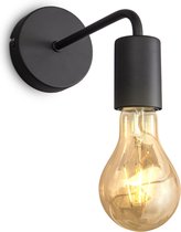 B.K.Licht - Zwarte Wandlamp - voor binnen - industriele - metalen wandlamp - netstroom - met 1 lichtpunt - wandspots - muurlamp - E27 fitting - excl. lichtbron