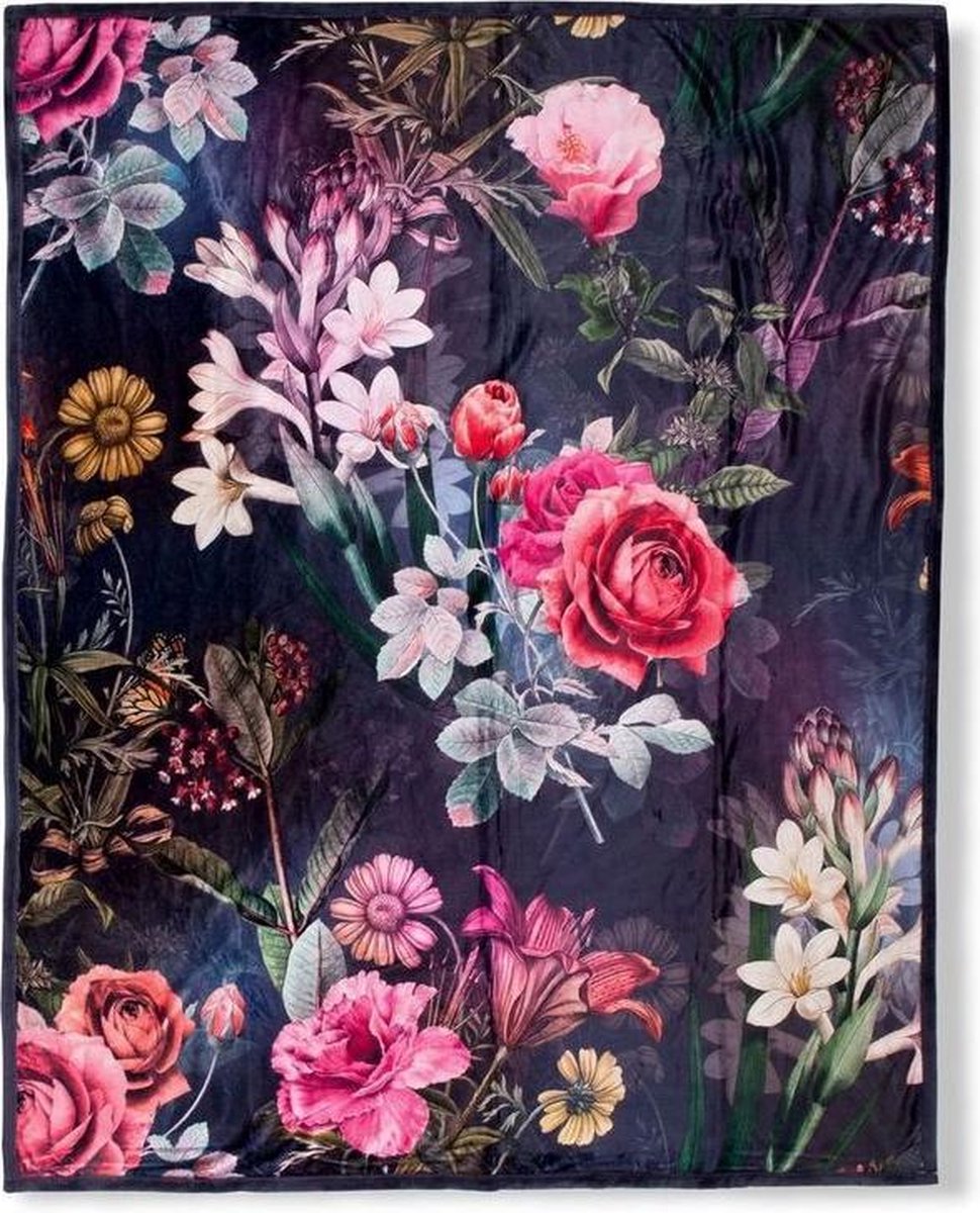 Plaid Heerlijk Zachte En Trendy Flowers Multi | 130x160 | Multifunctioneel(Decoratie Woondeken Of Sprei)| Teddy Stof