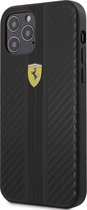 iPhone 12/12 Pro Backcase hoesje - Ferrari - Effen Zwart - Kunstleer