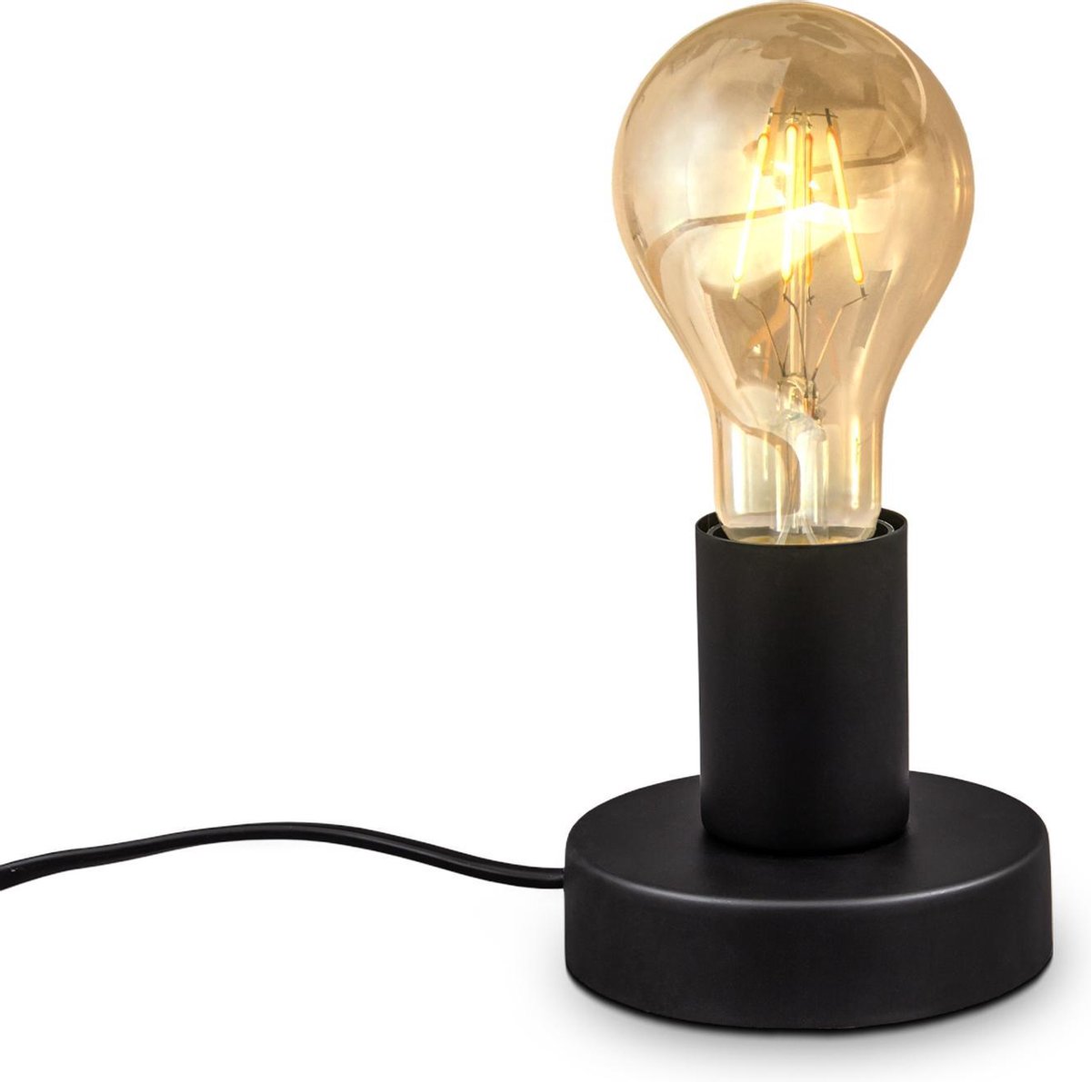 B.K.Licht - Industriële Tafellamp - met retro design - bedlamp voor binnen - aan/uit schakelaar - Ø10cm - E27 fitting - excl. lichtbron