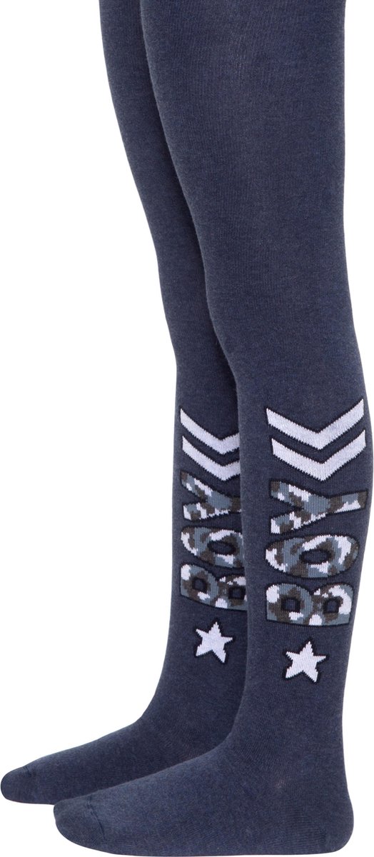 Kindermaillot leger-patroon tekst BOY, maat 116/122 (18), donkerblauw