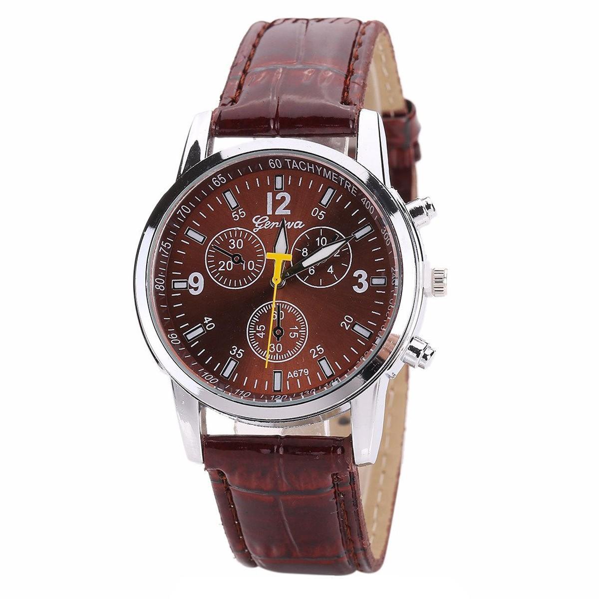Fako® - Horloge - Geneva Luxury Metal - Bruin