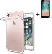 iPhone SE 2020 hoesje Silconen Transparant - iphone Se 2020 Screenprotector - iphone Se 2022 Hoesje Transparant + Screen Protector Tempered Gehard Glas / Glazen