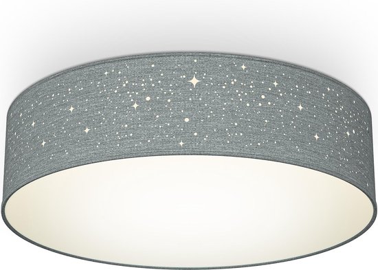 B.K.Licht - Plafonnier - lampe de plafond - lampe de salon - lampe ronde - chambre d'enfant - starlight - Ø38cm - gris - excl. E27