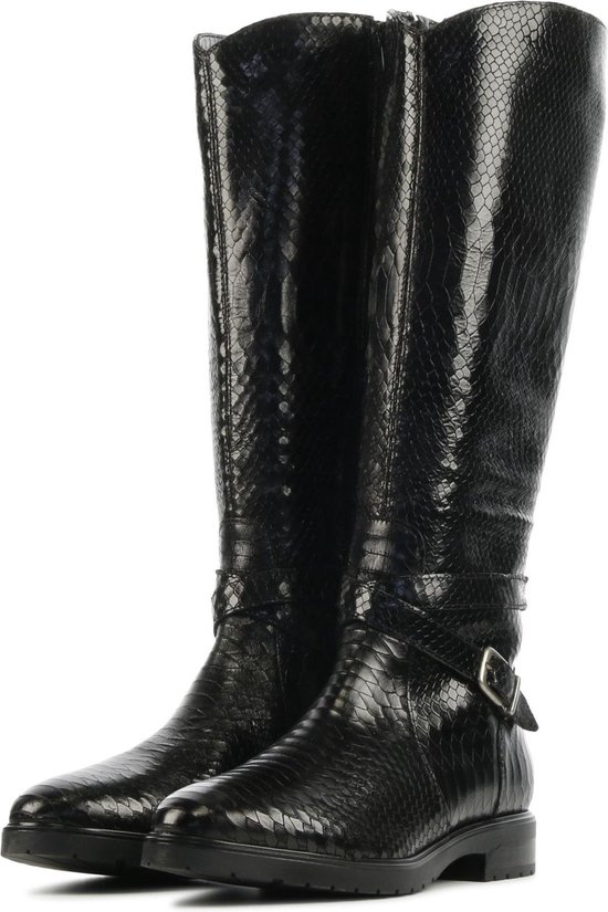 Mace Vrouwen Canvas Crocoprint Klassieke laarzen / Damesschoenen M1022 -  Zwart - Maat 37 | bol.com