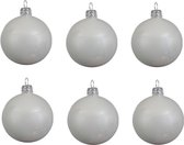 30x Winter witte glazen kerstballen 8 cm - Glans/glanzende - Kerstboomversiering winter wit