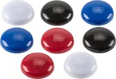 16x stuks memo / whiteboard magneten - wit / rood / blauw / zwart - koelkastmagneet / memo magneten / organizer magneetjes - school & kantoor artikelen