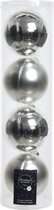 12x stuks Zilveren glazen kerstballen 10 cm - Mat/matte - Kerstboomversiering zilver