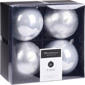 12x Kerstboomversiering luxe kunststof kerstballen zilver 10 cm - Kerstversiering/kerstdecoratie zilver