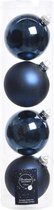 12x Donkerblauwe glazen kerstballen 10 cm - Mat/matte - Kerstboomversiering donkerblauw