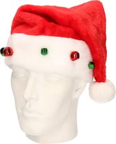 Rode kerstmutsen met gekleurde jingle bells/belletjes voor volwassenen  - Kerstaccessoires/kerst verkleedaccessoires - voor personen met een hoofmaat tot maat 54