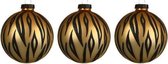 6x Tijger dierenprint glazen kerstballen 8 cm - Mat/matte - Kerstboomversiering