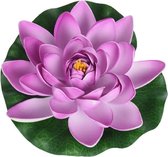 1x Lila paarse drijvende kunst waterlelie bloemen 18 cm - Tuinaccessoires - Vijverbenodigdheden - Vijverdecoratie - Nep/kunst bloemen/planten - Waterlelies