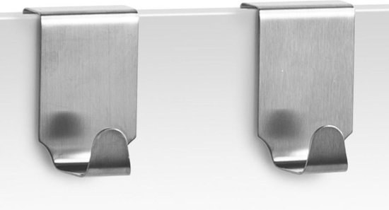 2x Zilveren handdoekhaken voor keukenkastjes 6 cm - Zeller - Woonaccessoires - Keukenbenodigdheden - Handdoekenhaken - Theedoekenhaken - Keukenhaakjes
