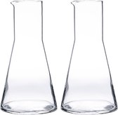 2x Glazen water karaffen van 250 ml Conica- Sapkannen/waterkannen/schenkkannen