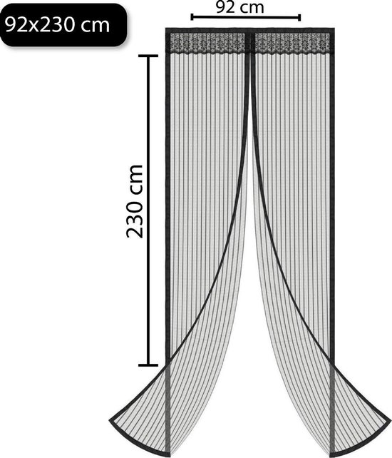Horgordijn – Hordeur magnetisch – Vliegengordijn – Lamellenhor – Deur - Diervriendelijk – Gaas Snelle bevestiging – 92x230cm - CE – 2020 - Merkloos