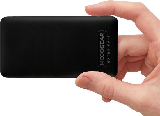 MOJOGEAR XL All-in-1 Powerbank 20,000 mAh - Built-in Lightning and USB-C cable - Ideal travel power bank allowed on plane - LED display - Black MOJOGEAR XL All-in-1 Powerbank 20,000 mAh - Built-in Lightning and USB-C cable - Ideal travel power bank allowed on plane - LED display - Black