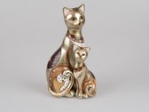 Poes met kind - Polyserin - Goud - 28cm - Beeld - Decoratie