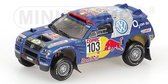 De 1:43 Diecast Modelcar van de Volkswagen Touareg #103 Winnaar van de Rally Por Las Pampas 2005. De drivers waren Saby en Perin.De fabrikant van het schaalmodel is Minichamps.Dit model is alleen online beschikbaar.