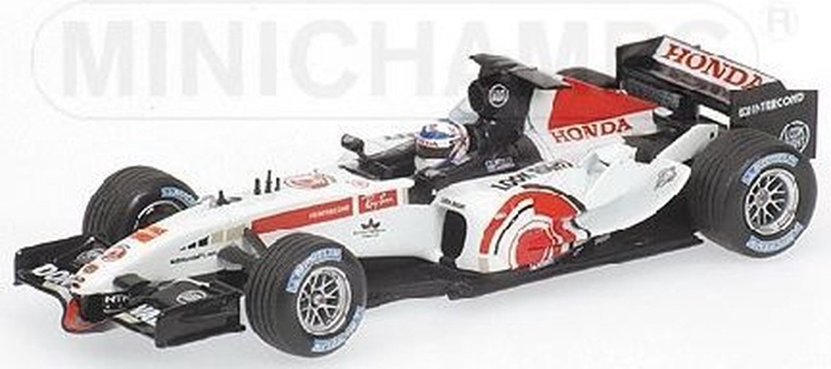 The 1:43 Diecast Modelcar of the BAR Honda 007 #4 of the Malaysian GP 2005. The driver was Athony Davidson. The manufacturer of the scalemodel is Minichamps.This model is only online available