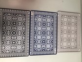 Placemats met patroon - 3 stuks (zwart/blauw/beige)