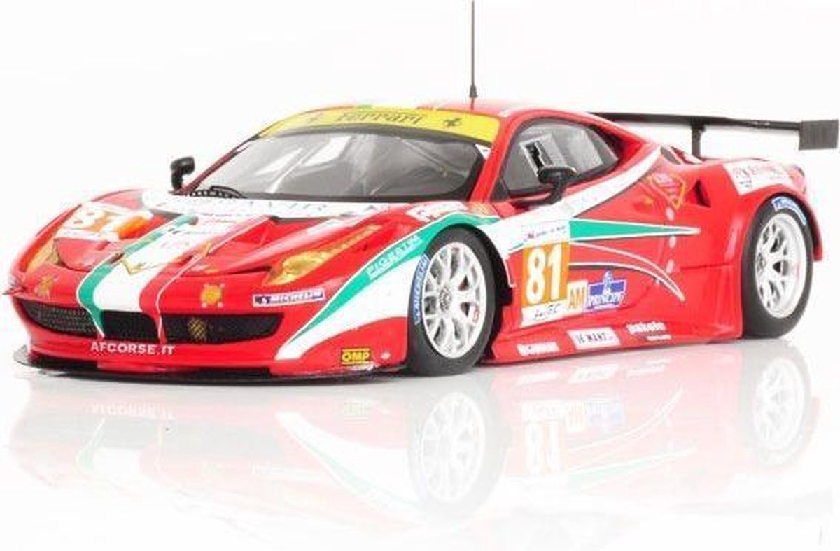 The 1:43 Diecast Modelcar of the Ferrari 458 Italia GTC , AF Corse #81 of the 24H LeMans 2012. The drivers are P. Parazzini / N. Cadei and M. Griffin. The manufacturer of the scalemodel is Fujimi.This model is only available online