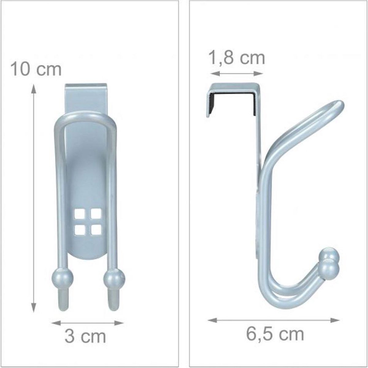 Deurhaken 8 stuks set - metaal - deurkapstok - kledinghaak - deurhanger - zilver RVS - theedoek - sterk deurhaken