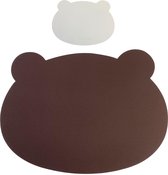 Set de table Lucy's Living Luxe BEAR - double face - marron / blanc - 37 x 27 cm - cuir artificiel - plastique - enfant