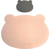 Lucy's Living Luxe Placemat BEAR - dubbelzijdig - roze/grijs - 37 x 27 cm - kunstleer - kunststof - kinderen