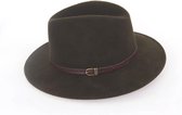 Fedora Hoed - Donkergroen - Maat 56 - Unisex - Groen - Hoedje - Wol