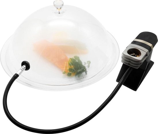 Ziva stolp Large Ø31,5x13cm met opening voor koudroken (polycarbonaat) - Rookstolp met slangdoorvoer - Kap voor roken van voedsel - Smoking cloche dome - Kaasstolp - Bordendeksel - Rookdeksel - Koepel voor Rookpistool Smoking gun - Universeel van Ziva — afbeelding 3