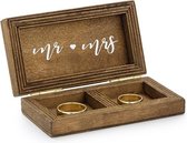Partydeco Forrest Wedding - Vintage houten ringen box - Mr Mrs - We Do - 10x5.5x2.3 cm
