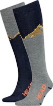 HEAD - ski graphic kneehigh 2-pack logo blauw & grijs - 43/46