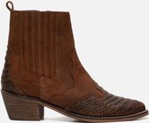 Ann Rocks Western Phyton enkellaarsjes cognac - Maat 36